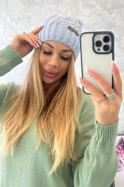 Čapica s fleece Paulina K227 modrá univerzálne
