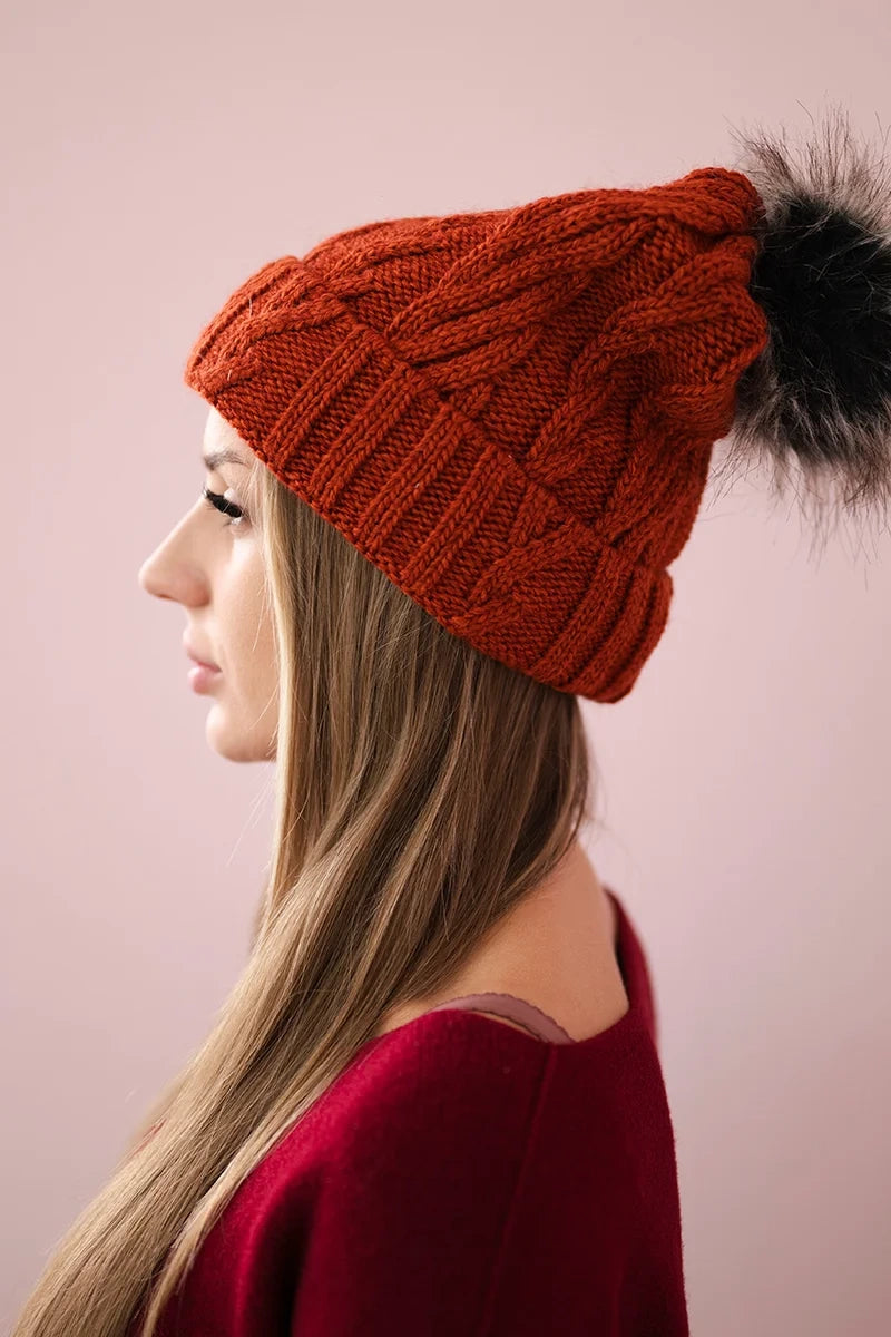 Čapica s fleece Warkocz K226 ruda univerzálne