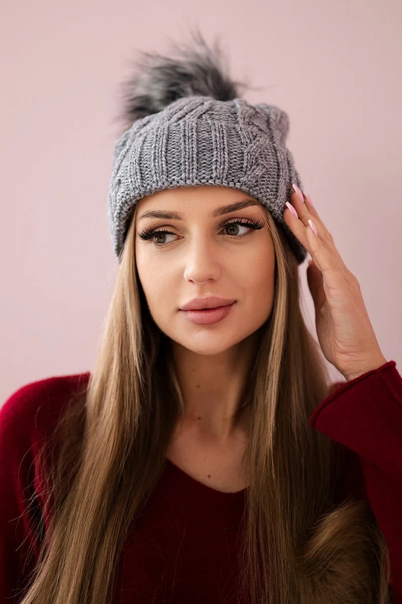 Čapica s fleece Warkocz K226 tmavošedý univerzálne
