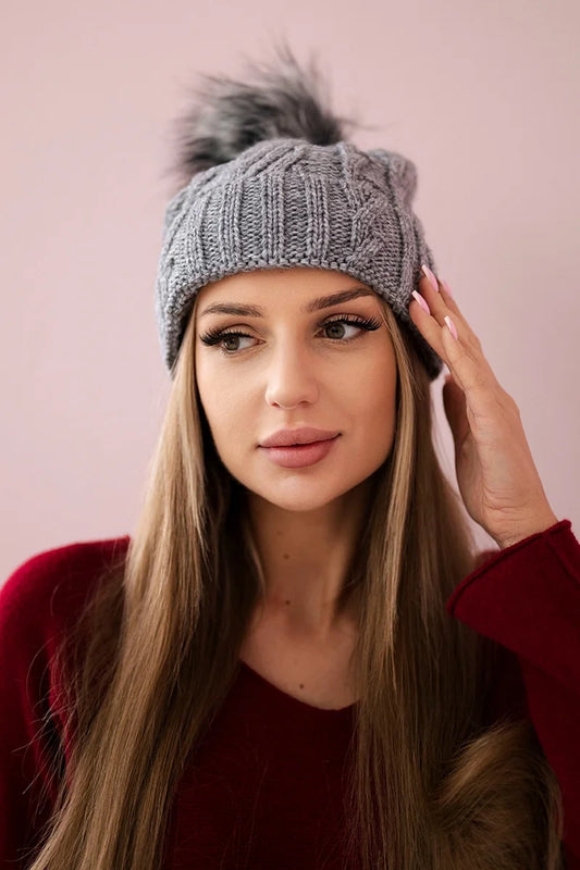 Čapica s fleece Warkocz K226 tmavošedý univerzálne