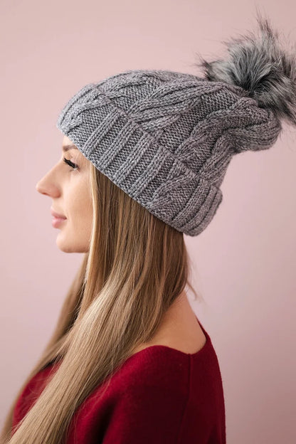 Čapica s fleece Warkocz K226 tmavošedý univerzálne