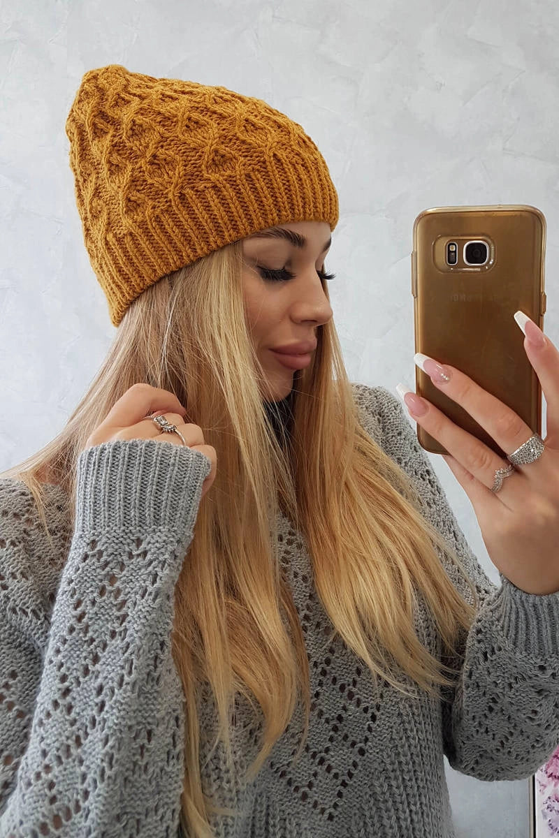 Čapica s fleece Roma K224 horčica univerzálne