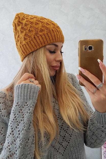 Čapica s fleece Roma K224 horčica univerzálne
