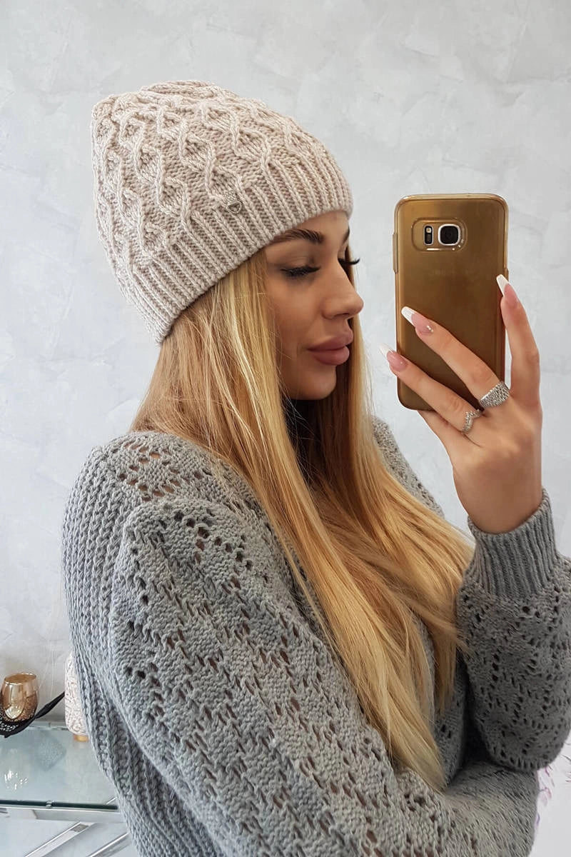 Čapica s fleece Roma K224 svetlo béžová univerzálne