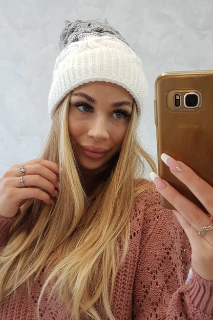 Čapica s fleece Alice K248 biela+šedá univerzálne