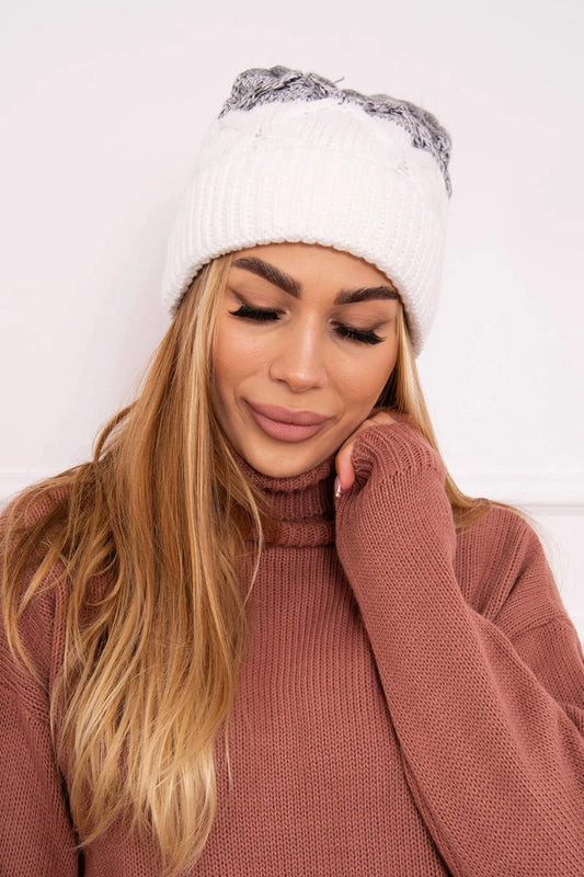 Čapica s fleece Alice K248 biela+šedá univerzálne
