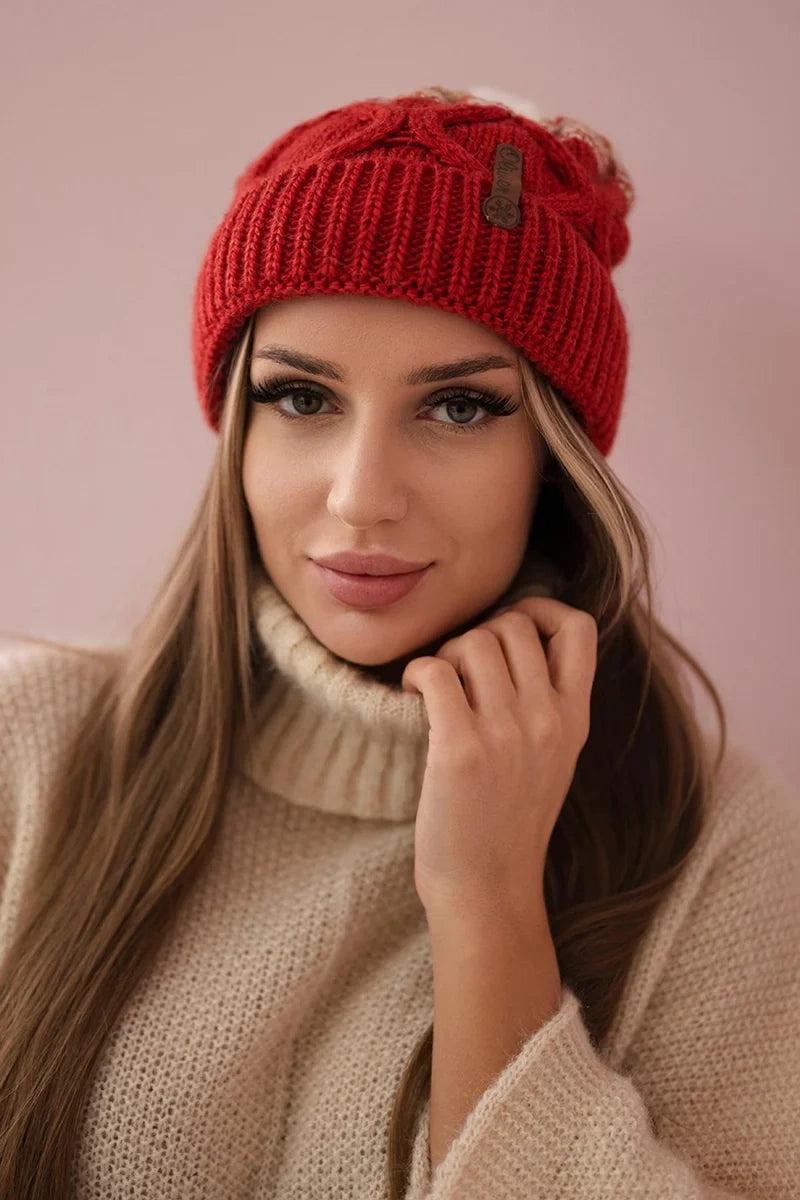 Čapica s fleece Alice K248 malina+ecru univerzálne
