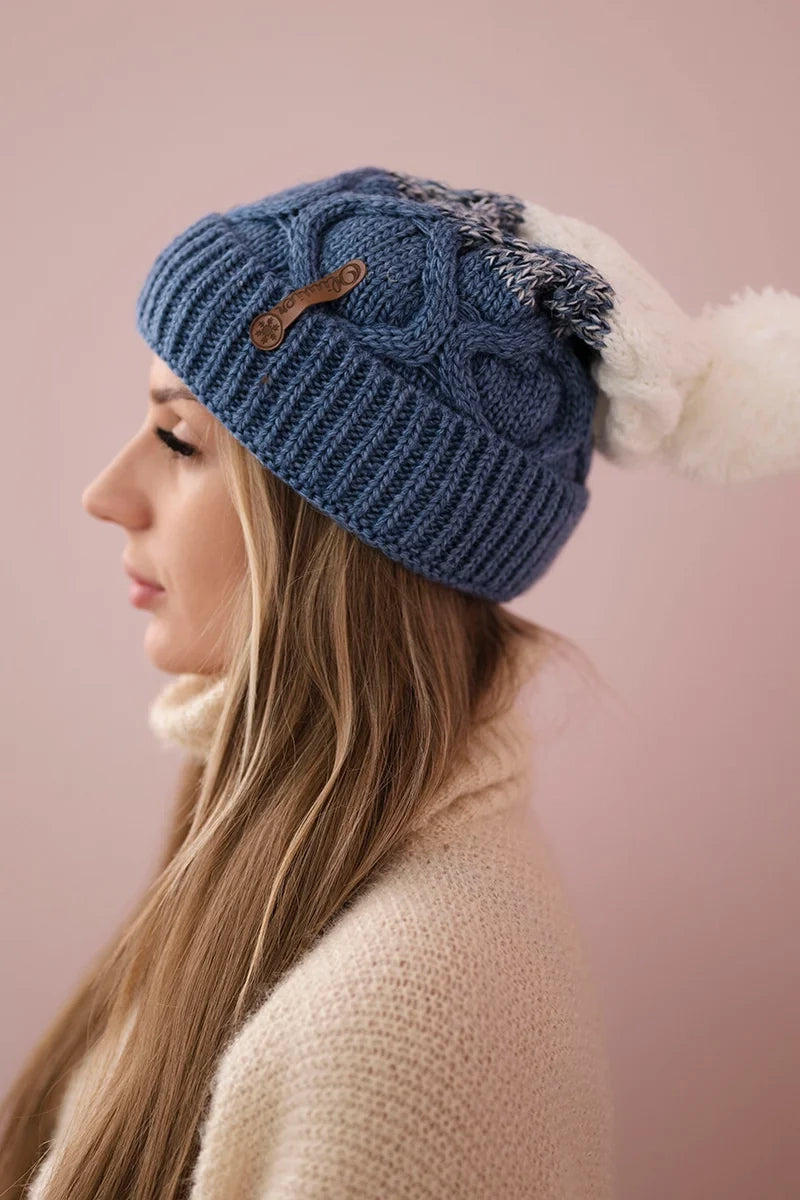 Čapica s fleece Alice K248 džínsy+biela univerzálne