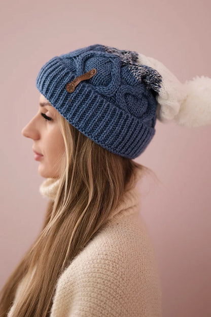 Čapica s fleece Alice K248 džínsy+biela univerzálne