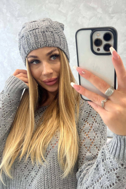 Čapica s fleece Justyna K253 tmavošedý univerzálne