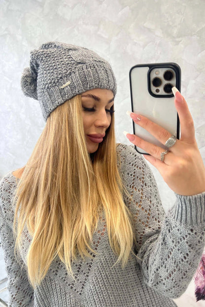 Čapica s fleece Justyna K253 tmavošedý univerzálne