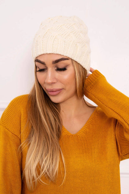 Čapica s fleece Agnieszka K239 ecru univerzálne