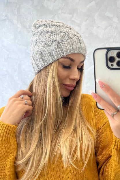 Čapica s fleece Agnieszka K239 svetlo šedá univerzálne