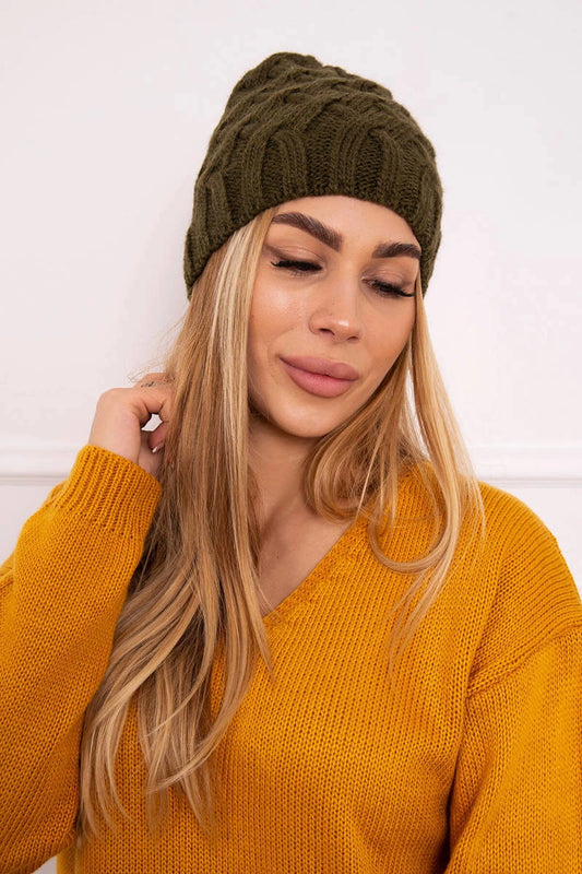 Čapica s fleece Agnieszka K239 khaki univerzálne