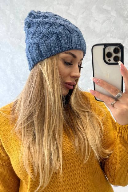 Čapica s fleece Agnieszka K239 džínsy univerzálne
