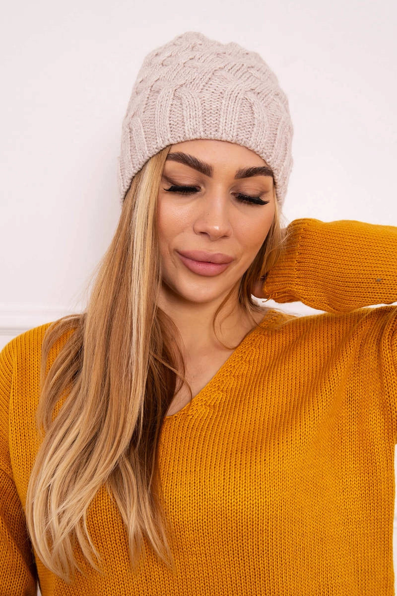 Čapica s fleece Agnieszka K239 svetlo béžová univerzálne