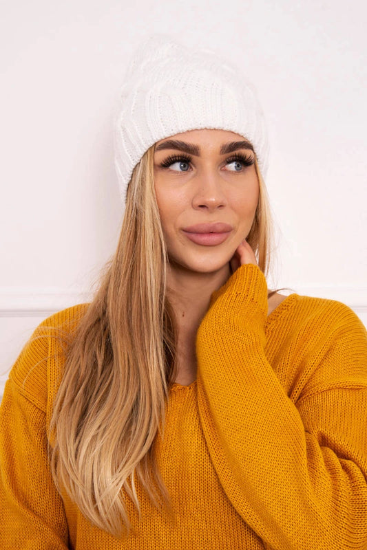 Čapica s fleece Agnieszka K239 biely univerzálne