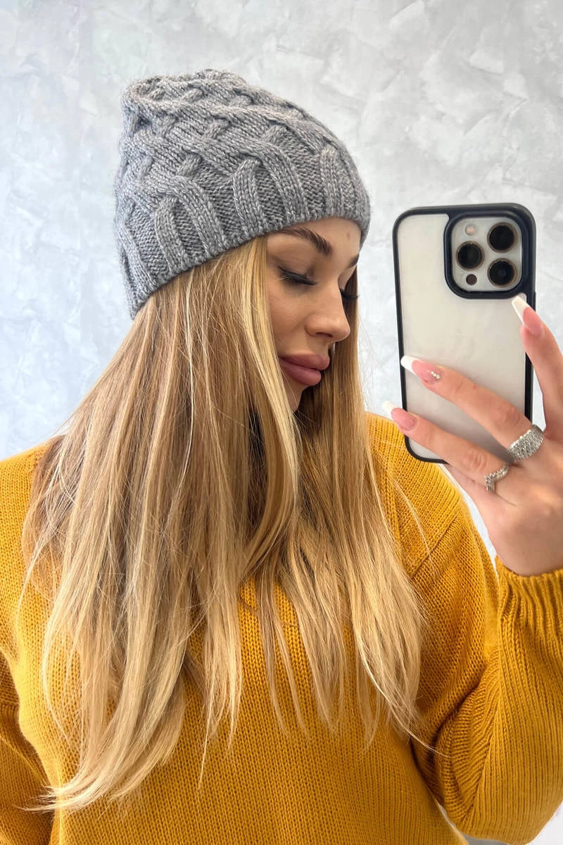 Čapica s fleece Agnieszka K239 tmavošedý univerzálne