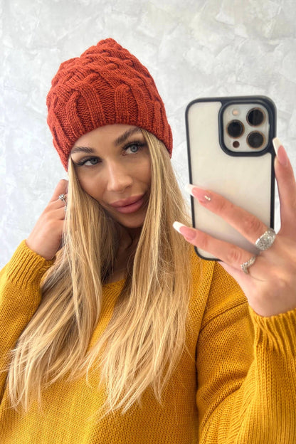 Čapica s fleece Agnieszka K239 ruda univerzálne