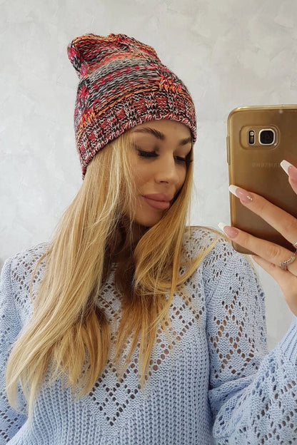 Čapica s fleece Klaudia K255 oranžová+červená univerzálne