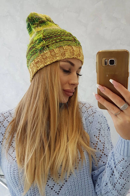 Čapica s fleece Klaudia K255 neónová zelená+žltá univerzálne