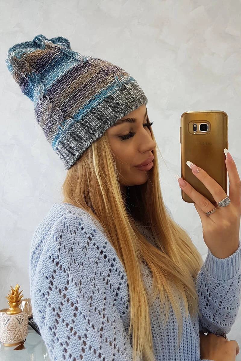 Čapica s fleece Klaudia K255 námorná+sivá univerzálne