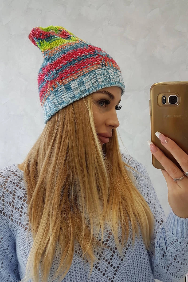 Čapica s fleece Klaudia K255 neónová žltá+modrá univerzálne