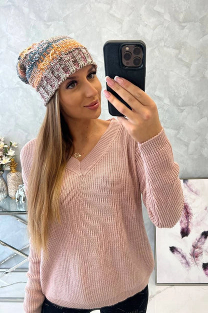 Čapica s fleece Monika K256 horčica+hnedá univerzálne