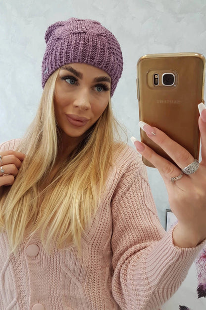 Čapica s fleece Karolina K243 tmavo ružová univerzálne