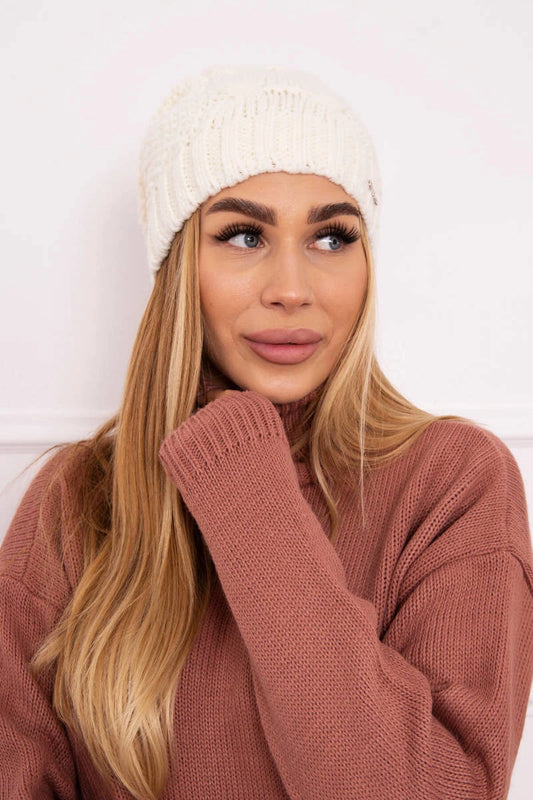 Čapica s fleece Karolina K243 ecru univerzálne