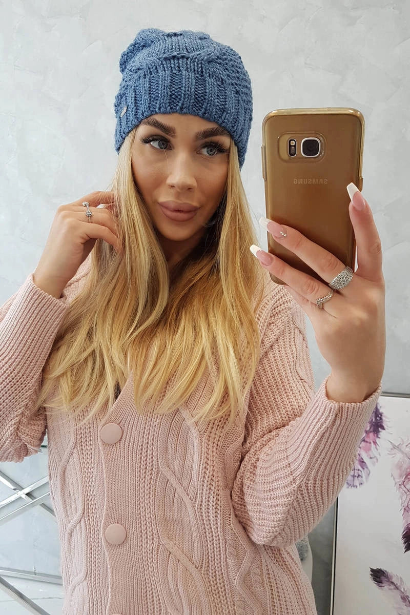 Čapica s fleece Karolina K243 džínsy univerzálne