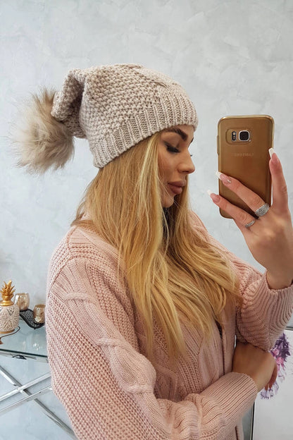 Čapica s fleece Karolina K243 béžová univerzálne