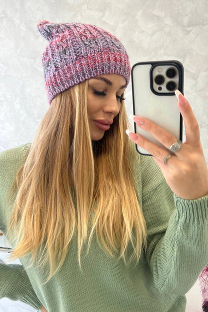 Čapica s fleece Melisa K241 fialový+červená univerzálne