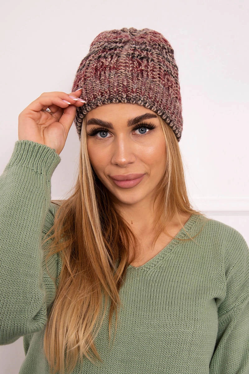 Čapica s fleece Melisa K241 bordová+béžová univerzálne