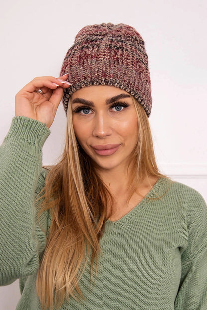 Čapica s fleece Melisa K241 bordová+béžová univerzálne