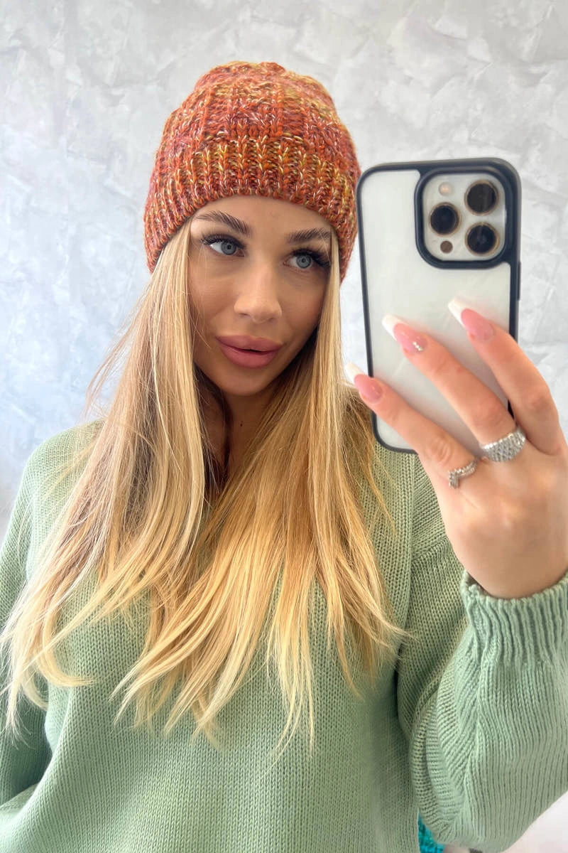 Čapica s fleece Melisa K241 ruda+olivová+tmavo ružová univerzálne