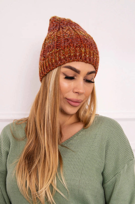 Čapica s fleece Melisa K241 ruda+olivová+tmavo ružová univerzálne