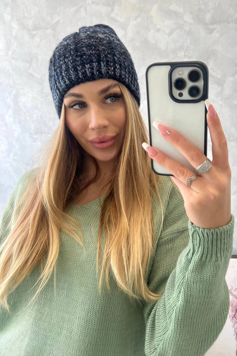 Čapica s fleece Melisa K241 čierna+námornícka modrá univerzálne