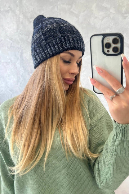 Čapica s fleece Melisa K241 čierna+námornícka modrá univerzálne