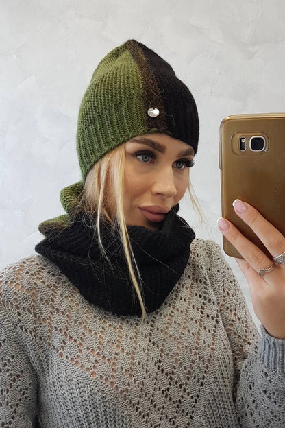 Trojfarebný dámsky set P103 čierna+khaki univerzálne
