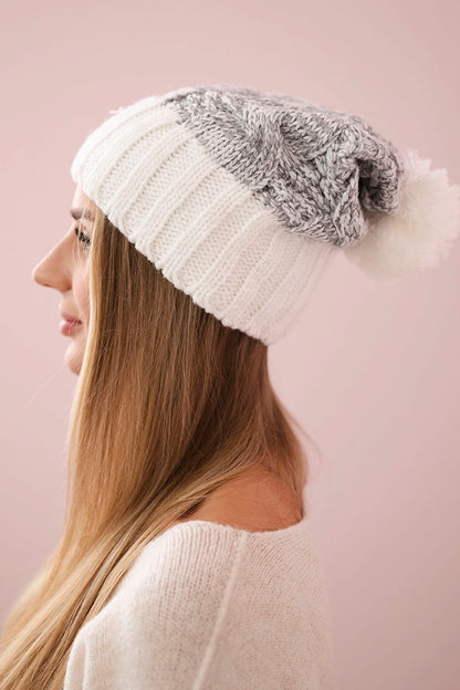 Čapica s fleece Paryż K213 biela + šedá univerzálne