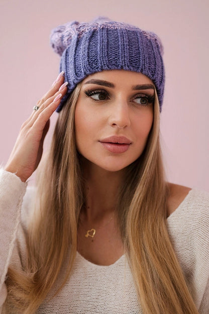 Čapica s fleece Paryż K213 fialová + púdrová ružová univerzálne