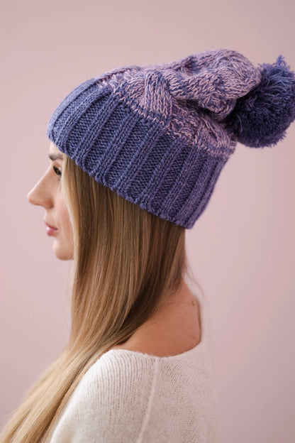 Čapica s fleece Paryż K213 fialová + púdrová ružová univerzálne