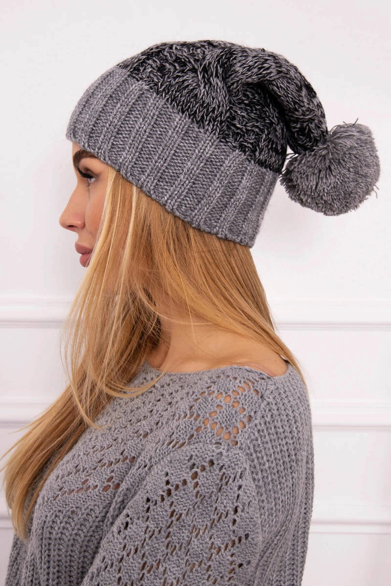Čapica s fleece Paryż K213 tmavo šedá + čierna univerzálne