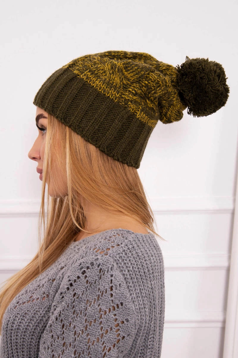 Čapica s fleece Paryż K213 kaki + kiwi univerzálne