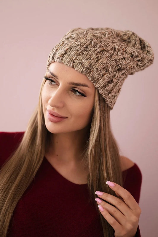 Čapica s fleece Roksana K209 tmavo béžová univerzálne