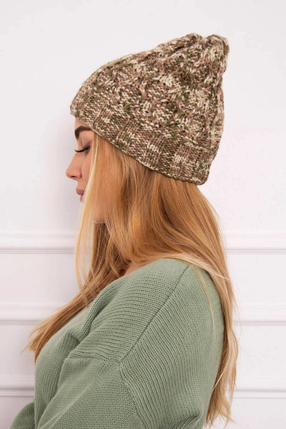 Čiapka s otočením nahor Eliza K205 cappuccino + svetlé khaki univerzálne