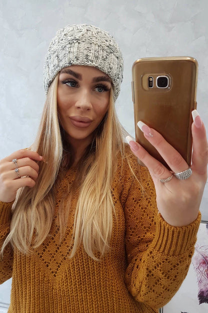 Čiapka s otočením nahor Eliza K205 ecru + sivá univerzálne