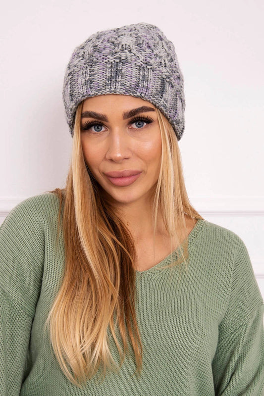 Čiapka s otočením nahor Eliza K205 šedá + fialová univerzálne