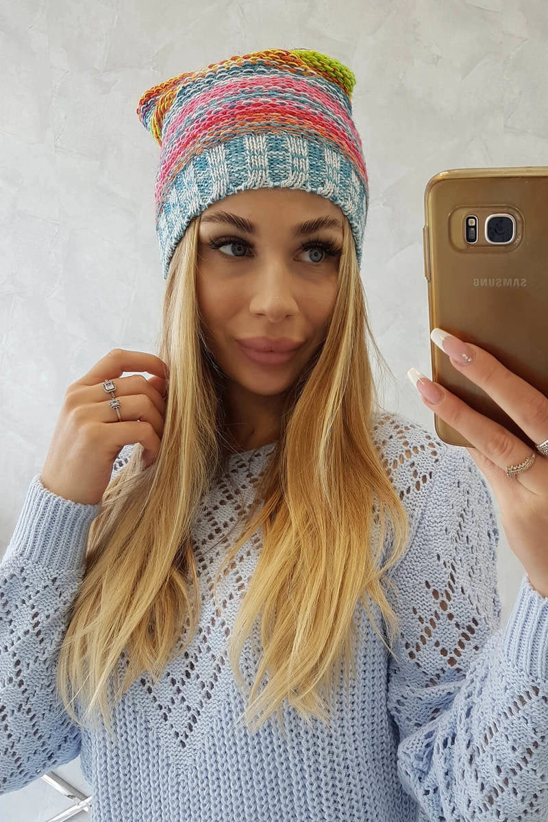 Čapica s fleece Krystyna K207 zelená neónová + modrá univerzálne